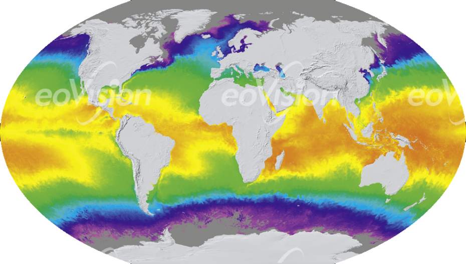 Weltkarte - Meerestemperatur