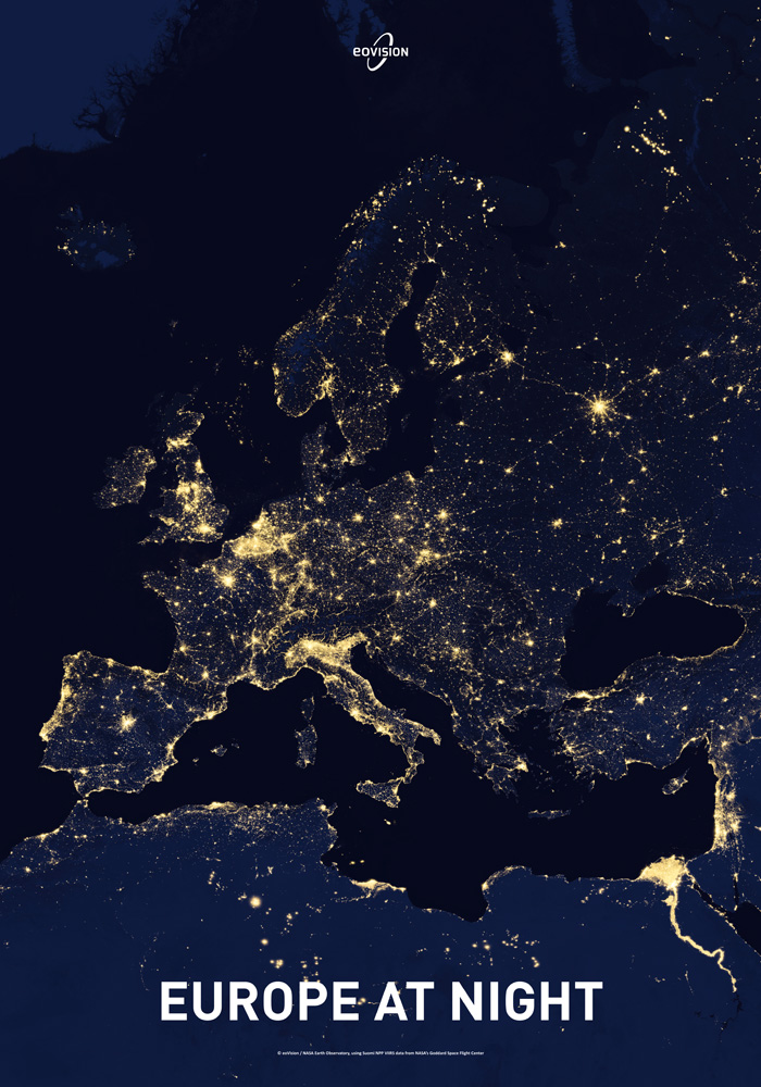 Satellitenbildposter "Europe at Night"