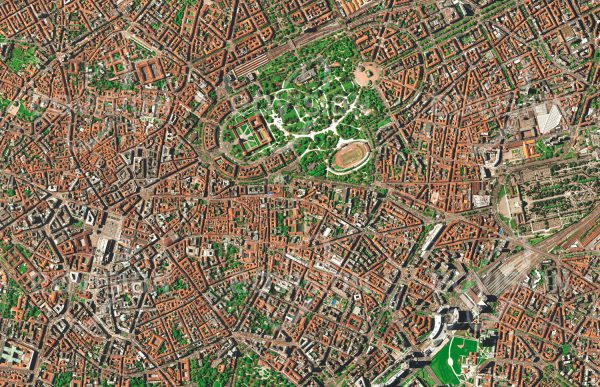 Das Satellitenbild "MAILAND - Italien" ist dem Bildband "EUROPA - Kontinent der Vielfalt" entnommen. Bildbeschreibung: Mit 1,4 Millionen Einwohnern ist Mailand die zweitgrößte Stadt Italiens und zugleich dessen Industrie- und Finanzzentrum. Bekannt ist die Stadt als Zentrum der Mode- und Designwelt, die sich hier auf wichtigen Messen präsentieren. Mailand blickt auf eine stolze Geschichte zurück, die etwa mit der Burg der Sforza und dem gotischen Dom, einer der größten Kathedralen der Welt, markante Zeichen hinterlassen hat. Zum ausgeprägten Selbstbewusstsein der Milanesen trägt die wichtige Rolle der Stadt beim Entstehen Italiens im 19. Jahrhundert bei.