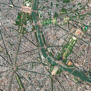 Das Satellitenbild "PARIS - Frankreich" ist dem Bildband "HUMAN FOOTPRINT - Satellitenbilder dokumentieren menschliches Handeln" entnommen. Bildbeschreibung: Der Triumphbogen und der Eiffelturm, umgeben von Prachtstraßen und Parks an der Seine, tragen zum prachtvollen, unvergleichlichen Glanz der Weltstadt Paris bei.