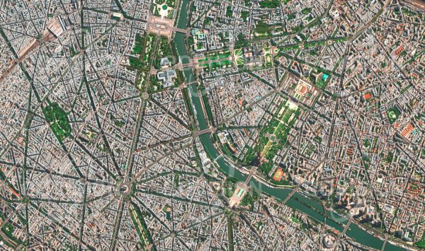 Das Satellitenbild "PARIS - Frankreich" ist dem Bildband "HUMAN FOOTPRINT - Satellitenbilder dokumentieren menschliches Handeln" entnommen. Bildbeschreibung: Der Triumphbogen und der Eiffelturm, umgeben von Prachtstraßen und Parks an der Seine, tragen zum prachtvollen, unvergleichlichen Glanz der Weltstadt Paris bei.
