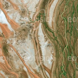 Das Satellitenbild "DIAMANTINA - Australien" ist dem Bildband "UNTOUCHED NATURE - Naturlandschaften in Satellitenbildern" entnommen. Bildbeschreibung: Der Zufluss des australischen Eyresees trifft sich mit Längsdünen, Ausläufer der Simpson Desert. Hier leben Beuteltiere wie der Bilby, aber auch zahlreiche Vögel, wie Steppenläufer und Wanderfalken.