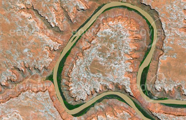 Das Satellitenbild "BOW KNOT BEND - GREEN RIVER - USA" ist dem Bildband "WÜSTEN - Lebensraum der Extreme" entnommen. Bildbeschreibung: Zu diesem Bild gibt es keine Bildbeschreibung
