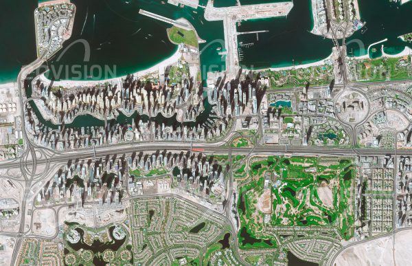 Das Satellitenbild "DUBAI - EMIRATES GOLF COURSE - Vereinigte Arabische Emirate" ist dem Bildband "WÜSTEN - Lebensraum der Extreme" entnommen. Bildbeschreibung: Zu diesem Bild gibt es keine Bildbeschreibung