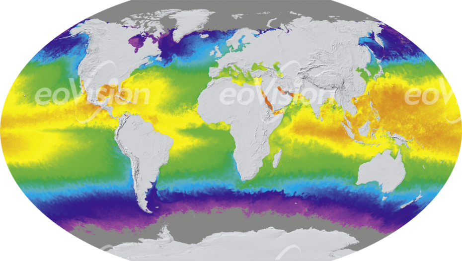 Weltkarte - Meerestemperatur
